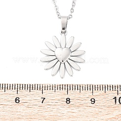 ハートフラワー 304 ステンレススチール ペンダントネックレス  ステンレス鋼色  17.72インチ（45cm）&nbsp;NJEW-M096-11P