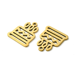 ステンレスペンダント201個  レーザー切断  ケーキチャーム  ゴールドカラー  17.5x15x1mm  穴：1.5mm&nbsp;STAS-B052-06G