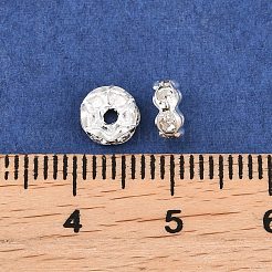 ラックメッキ真鍮ラインストーンスペーサービーズ  ウェーブエッジ  925銀メッキ  6x3mm  穴：1mm&nbsp;RSB028NF-01S