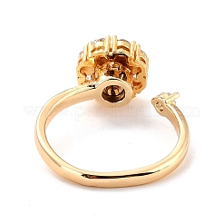 Flat Round Cubic Zirconia Rotatable Cuff Ring for Calming Worry Meditation&nbsp;RJEW-P025-03