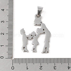 変色しない母の日 304 ステンレススチールペンダント  レーザー切断  母と子の魅力  ステンレス鋼色  31.5x22x1mm  穴：6x4mm&nbsp;STAS-U002-02P