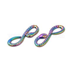イオンプレーティング（IP）304ステンレススチールコネクタチャーム  無限の蛇のリンク  虹色  30.5x10x2mm  穴：5x9mmと8x5mm&nbsp;STAS-I671-26MC