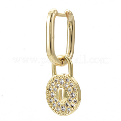 Brass Micro Pave Clear Cubic Zirconia Dangle Huggie Hoop Earrings&nbsp;EJEW-R115-002-NF