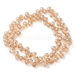 電気メッキガラスビーズセット  ティアドロップ  砂茶色  10~11x8mm  穴：1mm  約93個/連  62cm&nbsp;X-EGLA-D030-17I