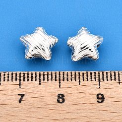 テクスチャ加工された925スターリングシルバービーズ  スター  銀  8x10x6mm&nbsp;STER-T007-81S-B