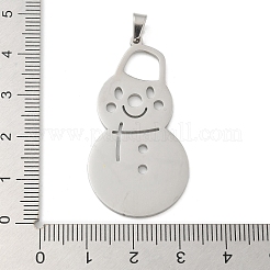 クリスマステーマ 304 ステンレススチールペンダント  レーザー切断  雪だるまチャーム  ステンレス鋼色  43x22x1.5mm  穴：5x3mm&nbsp;STAS-Q005-01P-04