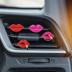 6Pcs 6 Styles Lip Shape Alloy Rhinestone Air Vent Clips&nbsp;AJEW-FH0004-67