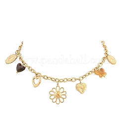 304ステンレススチール＆樹脂製マルチペンダントビブネックレス（女性用）  ゴールドカラー  花  15.94インチ（40.5cm）&nbsp;SA-CBA717A-03G-02