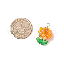 花のガラスペンダント  304ステンレススチールループ付き  ファセット(32ファセット)  ミックスカラー  27.5~28x17~17.5mm  穴：3.5x3mm&nbsp;PALLOY-MZ00805