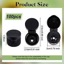 プラスチックボトルキャップ100個  フリップトップキャップ  ストライプの列  ブラック  23x19.5mm  内径：20mm&nbsp;KY-OC0001-55