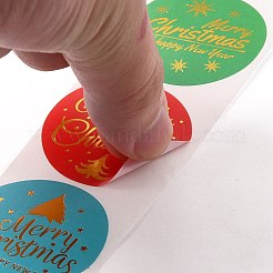 クリスマスをテーマにしたフラットラウンドロールステッカー  粘着紙ギフトタグステッカー  パーティーのために  装飾的なプレゼント  ミックスカラー  カラフル  38x0.1mm  500PCS /ロールについて&nbsp;DIY-B045-17B
