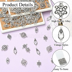 120Pcs 4 Styles Tibetan Style Alloy Links/Connectors&nbsp;TIBE-YW0002-09