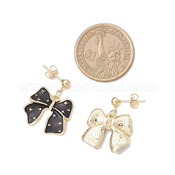 蝶結びの合金エナメルダングルスタッドピアス  304ステンレス鋼と真鍮を使用  ゴールドカラー  25x21mm&nbsp;EJEW-JE06449
