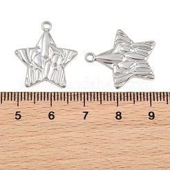 304ステンレスペンダント  ハンマー加工の星型チャーム  プラチナ  21.5x19.5x1.5mm  穴：1.6mm&nbsp;SA-CBA0F84-04P