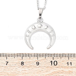 Double Horn 304 Stainless Steel Pendant Necklaces&nbsp;NJEW-M096-09P