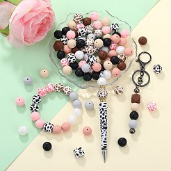 89Pcs Colorful Pattern Printed Silicone Beads Sets&nbsp;SIL-SZ0002-54B