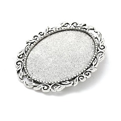 Oval Vintage Tibetan Alloy Brooch Cabochon Bezel Settings&nbsp;X-PALLOY-O037-08AS-W