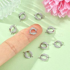 SHEGRACE Brass Micro Pave Clear Cubic Zirconia Connector Charms&nbsp;XGRQ3P221-601P