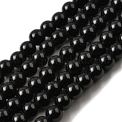 Natural Black Obsidian Beads Strands&nbsp;G-L632-A01-6mm