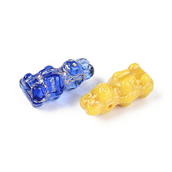 ウサギガラスビーズ  ゴールドライン入り  ミックスカラー  16~18x8x8~9mm  穴：1mm&nbsp;GLAA-T025-77M