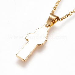 304ステンレススチールペンダントネックレス  カニカン付き  祭司  ゴールドカラー  17.8インチ（45.3cm）  2mm&nbsp;NJEW-F225-01G