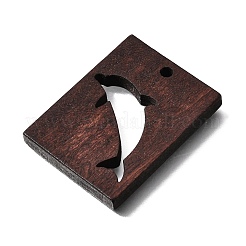 ウッドペンダント  ココナッツブラウン  イルカのチャーム  39.5x29.5x5mm  穴：2.5mm&nbsp;WD-CBA27E8-01C