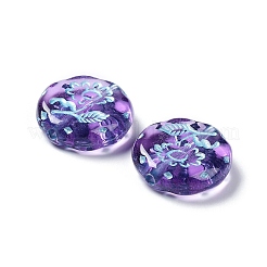メッキクリアアクリルビーズ  ライン入り  花柄とフラットラウンド  ミディアム蘭  17.5~18x5~5.5mm  穴：1.8mm  約399個/500g&nbsp;OACR-G016-27L