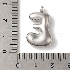 変色しない304ステンレススチールペンダント  バルーンレターチャーム  ステンレス鋼色  文字e  25x15.5x6mm  穴：2mm&nbsp;X-STAS-M017-08P-05