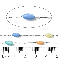 シェルパールビーズ  304ステンレススチールチェーンで染色  ハンダ付け  スプールで  ミックスカラー  7.5x3mm&nbsp;CHS-Q005-07B-01