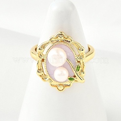 Brass Enamel Cuff Rings&nbsp;RJEW-K291-04G-02