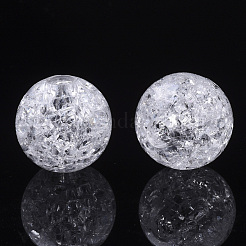 透明なクラックルアクリルヨーロピアンビーズ  大穴ビーズ  ラウンド  透明  透明  14x13mm  穴：4mm  約375個/500g&nbsp;CACR-N003-35