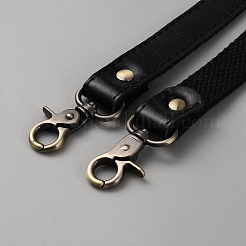 レザーバッグストラップ  アンティークブロンズトーンの回転留め金付き  ブラック  60x2.05x1.05cm&nbsp;FIND-WH20003-13C-AB
