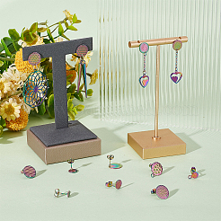 34Pcs 17 Style Ion Plating(IP) 304 Stainless Steel Stud Earring Findings&nbsp;STAS-AR0001-61