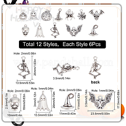 72Pcs 12 Styles Tibetan Style Alloy Pendants&nbsp;FIND-SC0004-41