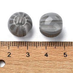 レジンヨーロピアンビーズ  大きな穴のスイカの丸いビーズ  グレー  12x14x14mm  穴：5mm&nbsp;RESI-U008-03D