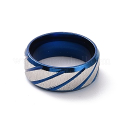 201 Stainless Steel Grooved Rhombus Finger Ring for Women&nbsp;RJEW-I089-45BUP