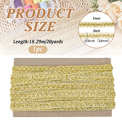 ポリエステルメタリックリボン  衣服、カーテン、枕、工芸品、装飾用  ゴールド  3/4インチ（18mm）&nbsp;DIY-WH0542-61A