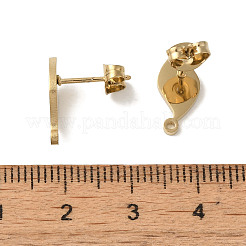 イオンプレーティング（IP）304ステンレススチールスタッドピアス金具  葉  ゴールドカラー  13.5x6.5mm  穴：1.2mm  ピン：0.7x11mm&nbsp;STAS-I206-25G