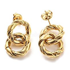 304 Stainless Steel Grooved Ring Dangle Stud Earrings&nbsp;EJEW-B023-03G