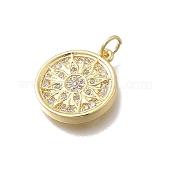Flower Brass Micro Pave Cubic Zirconia Pendants&nbsp;KK-D431-050G