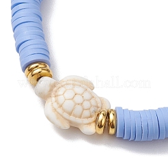 5Pcs 5 Colors Handmade Polymer Clay Disc Beaded Stretch Bracelets&nbsp;BJEW-JB10259-01