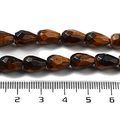 天然石タイガーアイビーズ連売り  多面カットティアドロップ  10x7mm  穴：1.2mm  約20個/連  7.87''（20センチメートル）&nbsp;G-P520-B20-01
