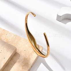 女性用304ステンレススチールカフバングル  ゴールドカラー  内径：2-3/8x1-7/8インチ（6.05x4.8cm）&nbsp;BJEW-B108-06G