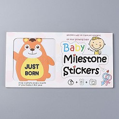 新生児の毎月のマイルストーンステッカー  女の赤ちゃんのための月のステッカー  言葉で  アニマル柄  220x110mm  2枚/枚  12個/セット&nbsp;DIY-H127-B09