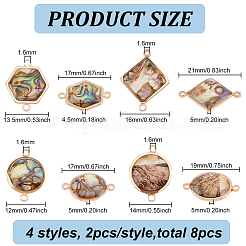8Pcs 4 Styles Natural Abalone Shell/Paua Shell Connector Charms&nbsp;KK-BC0010-57