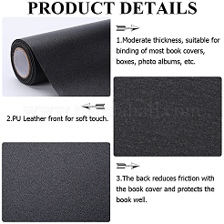 模造革のブックカバー  ノートブックラップ  ブラック  1400x300x0.6mm&nbsp;DIY-WH0491-92A-01