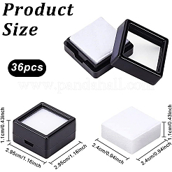 アクリルジュエリーボックス  スポンジで  正方形  ブラック  2.95x2.95x1.65cm&nbsp;OBOX-WH0004-05A