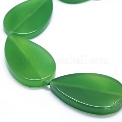 天然石瑪瑙ビーズ連売り  染め  ティアドロップ  ライムグリーン  48.5~49x29.5~30x5.5~7.5mm  穴：2mm  約8個/連  16.1~16.6インチ（41~42.2cm）&nbsp;G-F655-16D