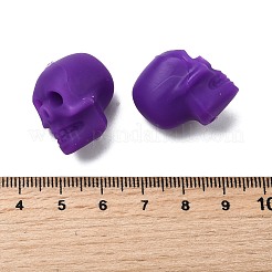 ハロウィンシリコンフォーカルビーズ  スカル  パープル  21x16x20mm  穴：2.5mm&nbsp;FIND-PW0005-01I