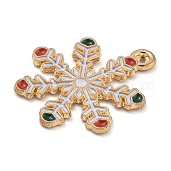 クリスマステーマ合金エナメルペンダント  ライトゴールド  鉛フリー＆カドミウムフリー  スノーフレーク  23x19.5x1mm  穴：1.4mm&nbsp;ENAM-Z019-01D